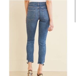AGOLDE Toni Straight Ankle Jeans High Rise Medium Blue Distressed Jean